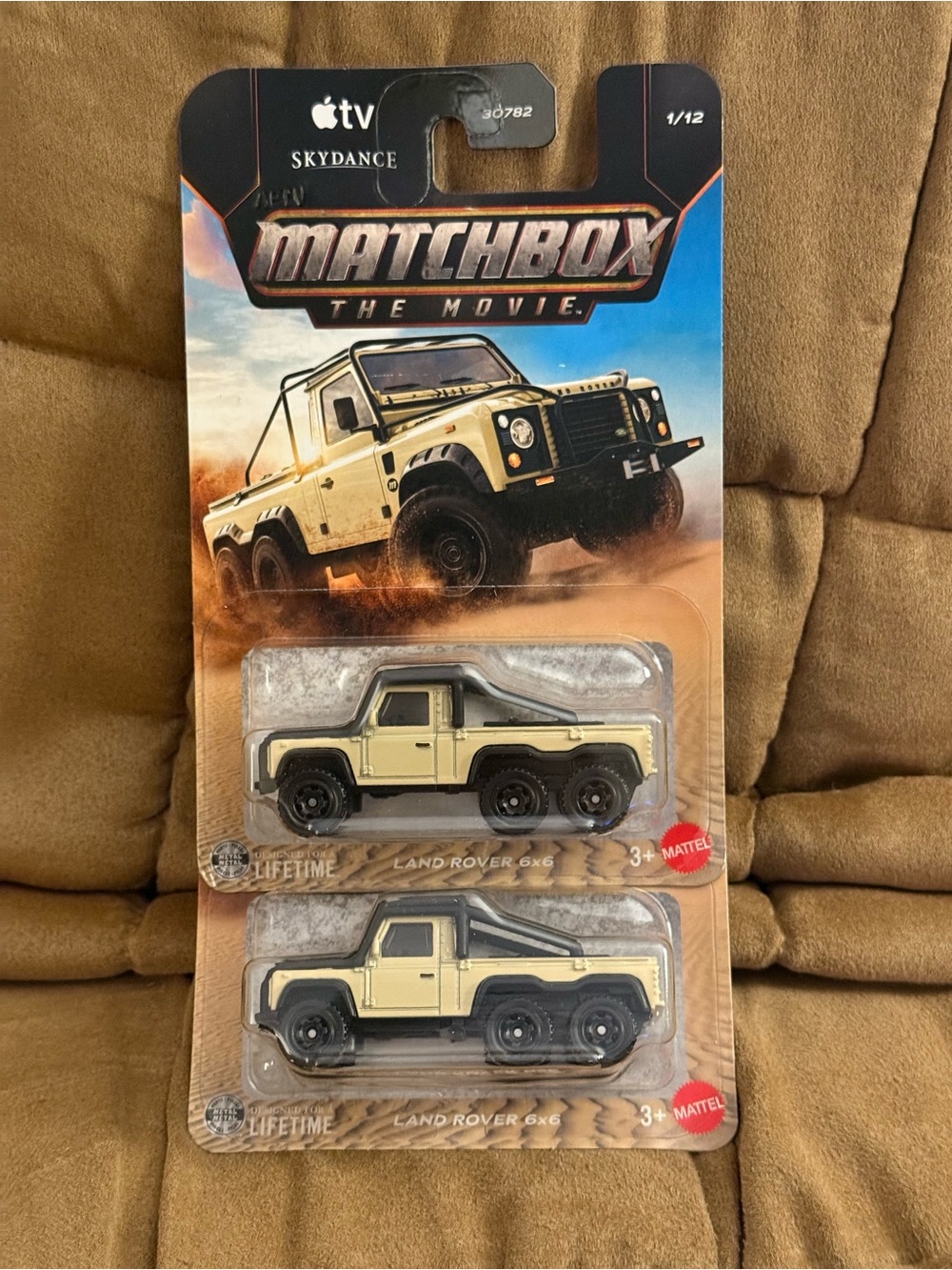 Matchbox Land Rover 6x6 Kids Toy Truck - Cream (Twin Pack)